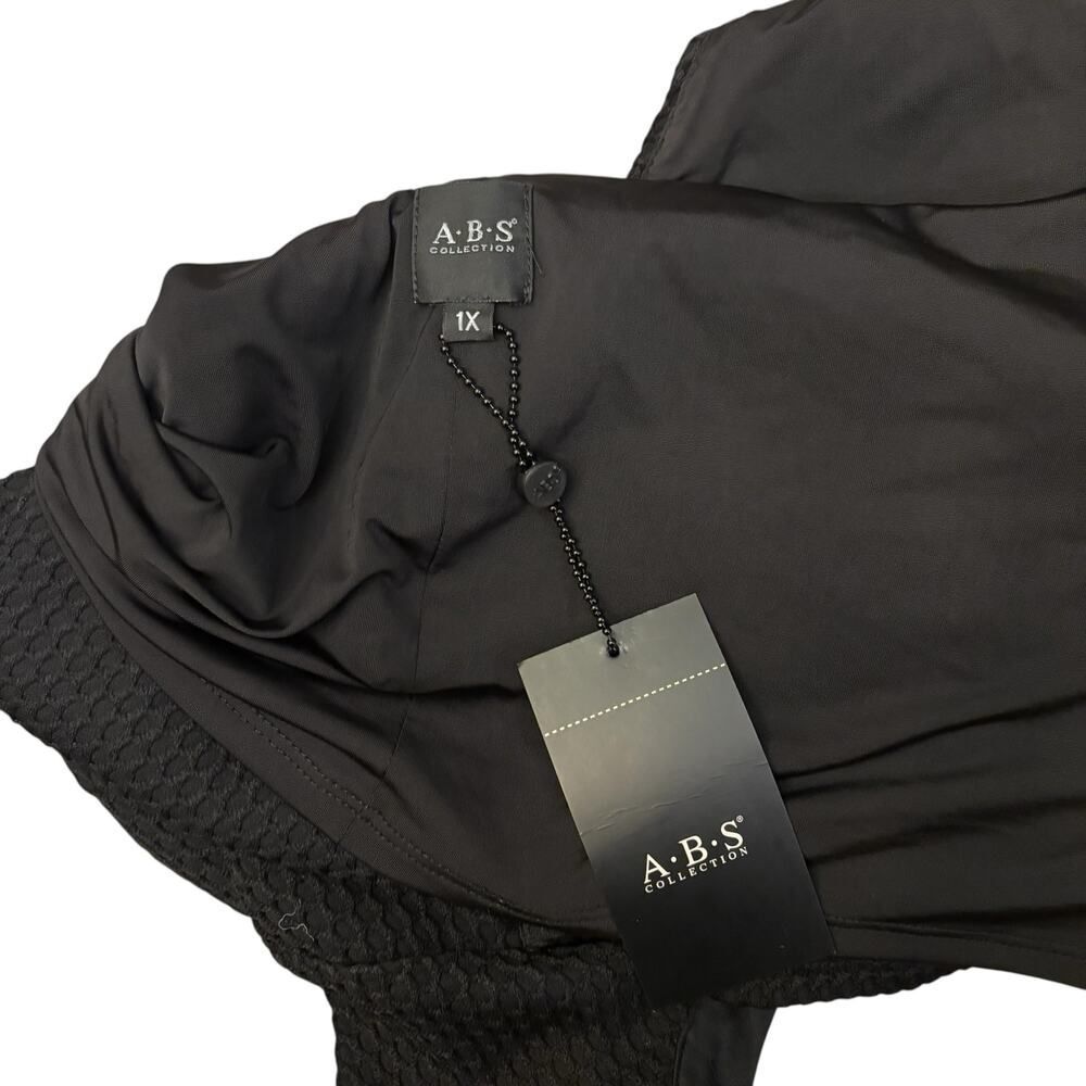 A.B.S. Collection Black Textured Stretch Top 1X NWT Structured Chic Minimalist - Picture 5 of 7